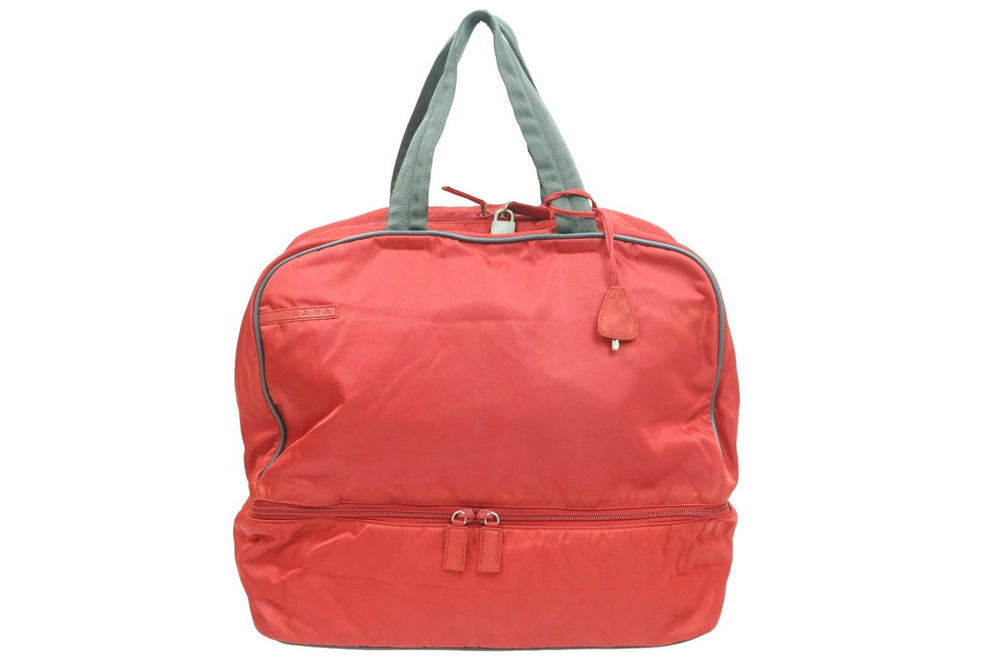 Prada Sport Boston Bag Travel Red Gray